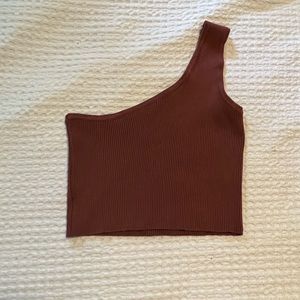 Rust brown one shoulder crop top